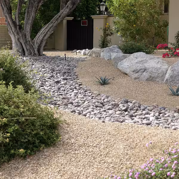 Gravel ground cover in a San Tan Valley xeriscape.
